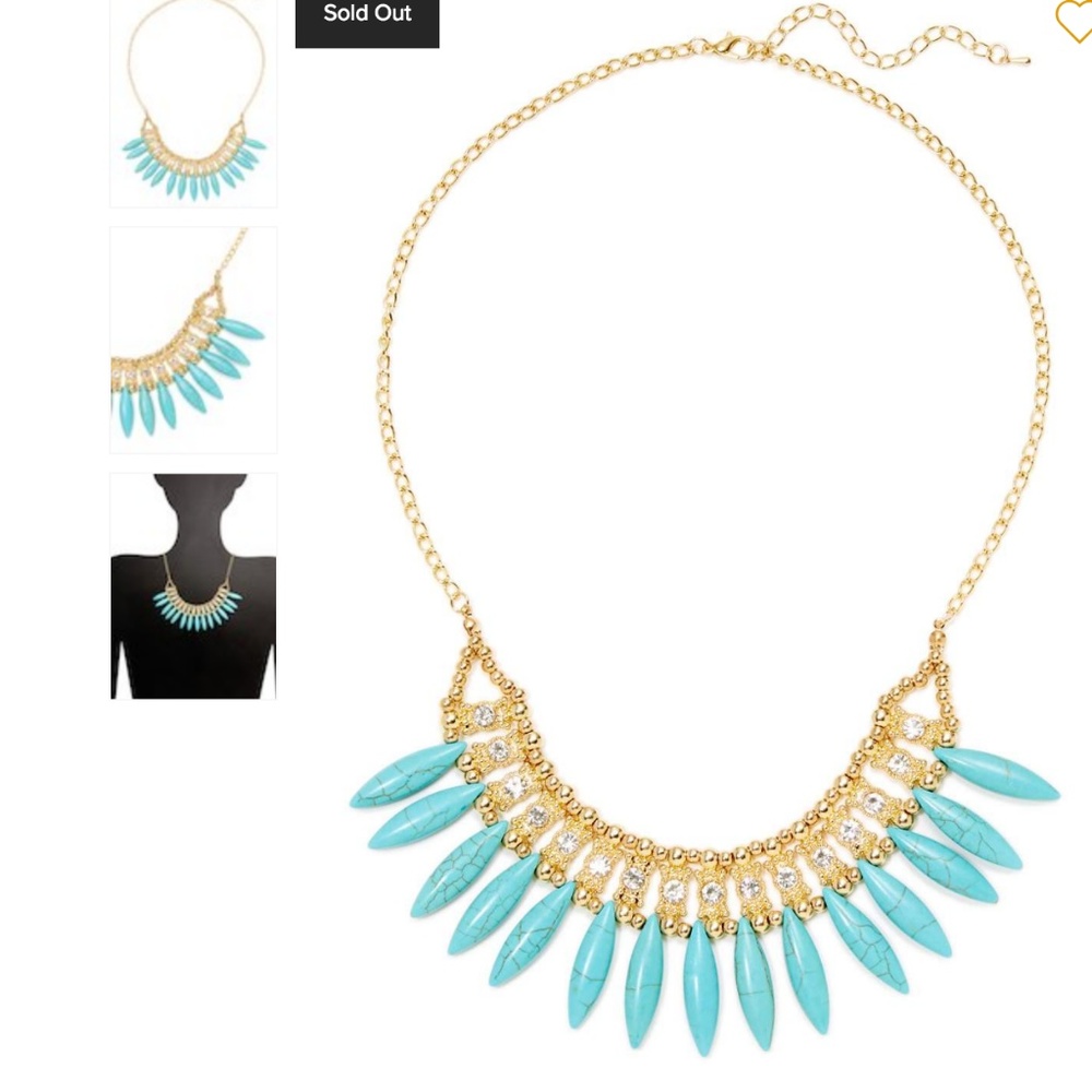 NWOT Leslie Danzis Turquoise & Gold Bib Necklace